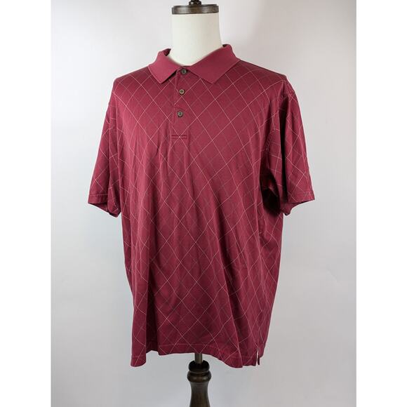 Jos. A. Bank Other - Jos A Bank Leadbetter Golf Mens XL Polo Shirt Maroon Red Argyle Heavy Athletic
